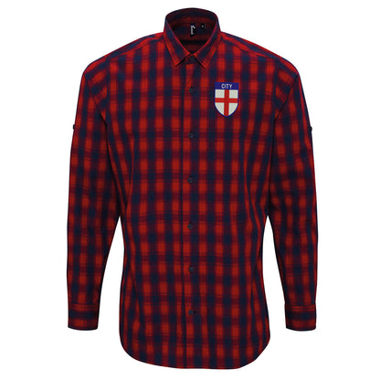 City Flag of England Shield Long Sleeve Mulligan Check Shirt