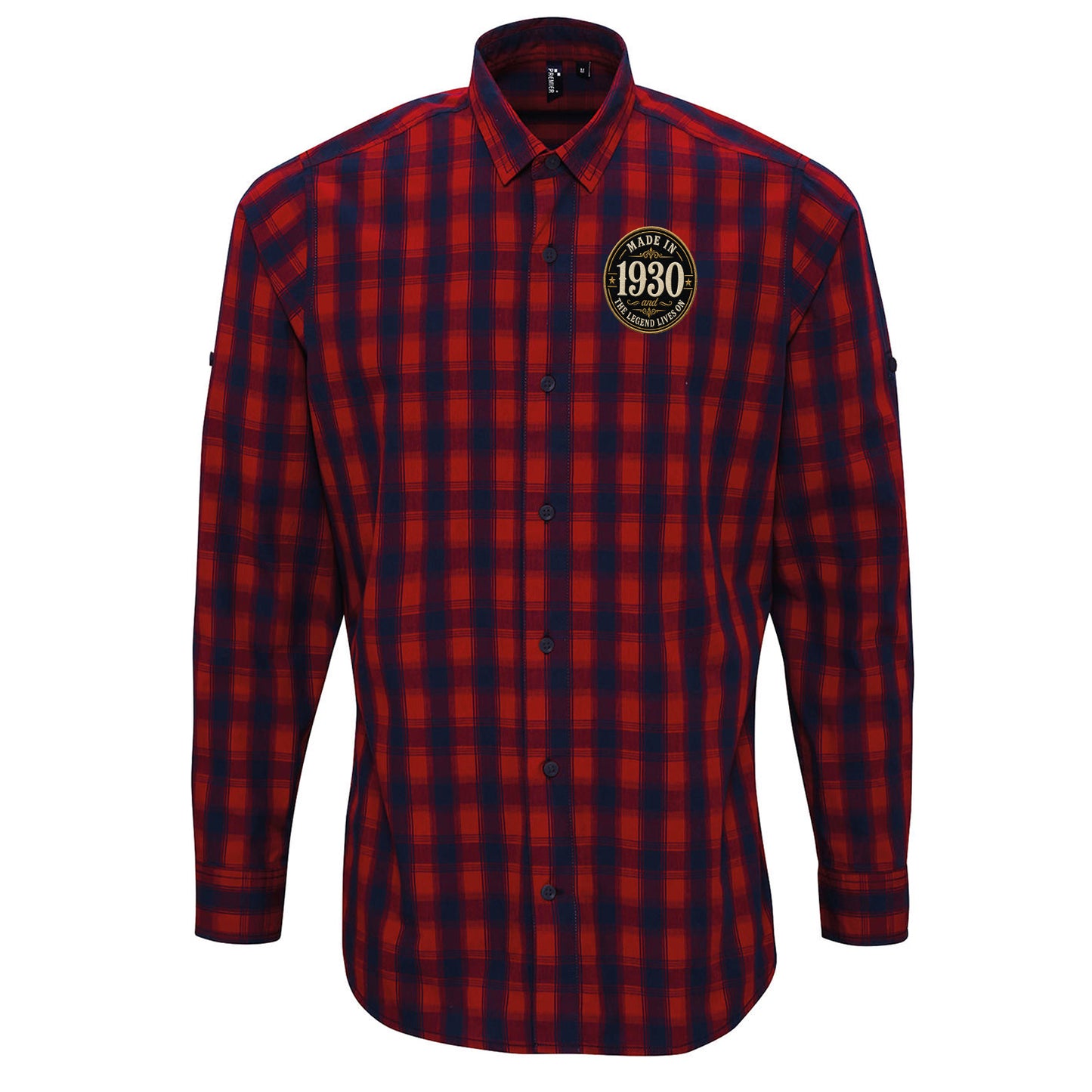 Made in 1930 Birthday Check Long Sleeve Shirt