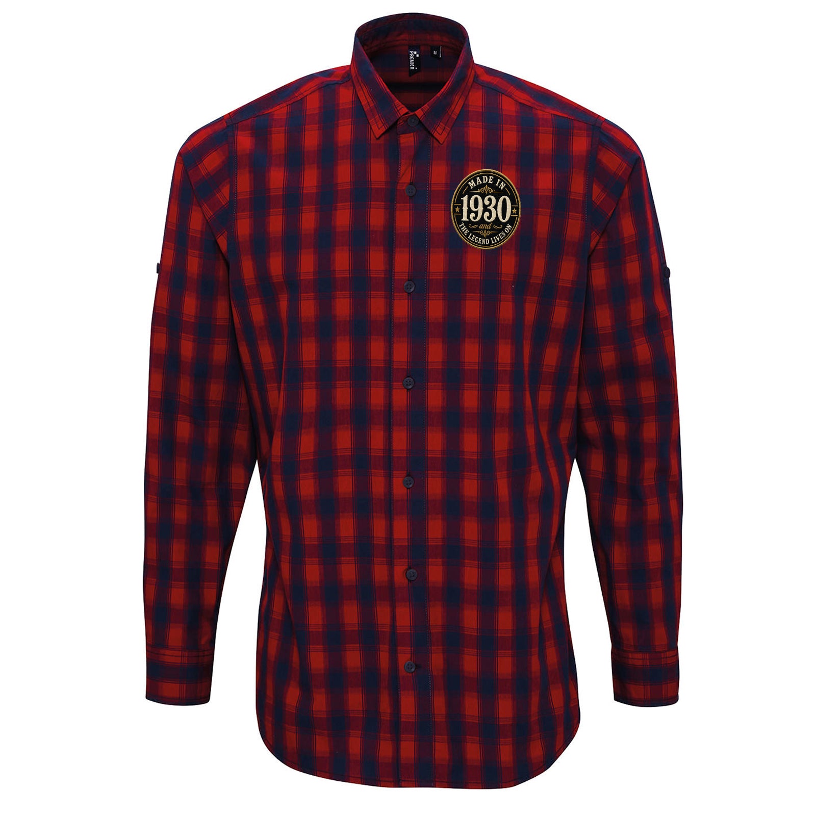 Made in 1930 Birthday Check Long Sleeve Shirt