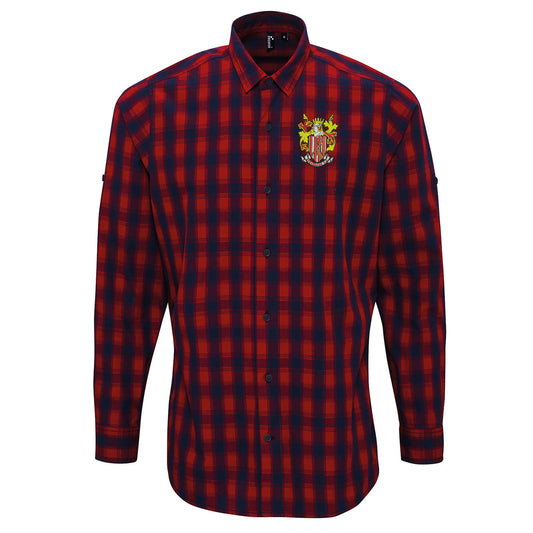 Retro Stevenage 1976 Embroidered Long Sleeve Mulligan Check Shirt
