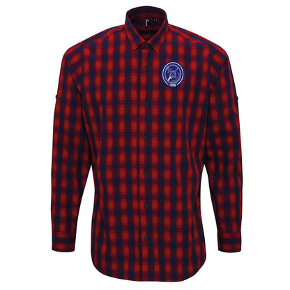 Retro Portsmouth 1898 Embroidered Long Sleeve Mulligan Check Shirt
