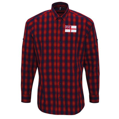 Royal Navy White Ensign Flag Check Long Sleeve Shirt