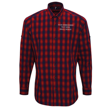 Personalised Custom Small Text Check Long Sleeve Shirt 