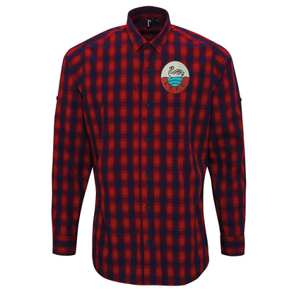 Retro Swansea 1960s Embroidered Long Sleeve Mulligan Check Shirt