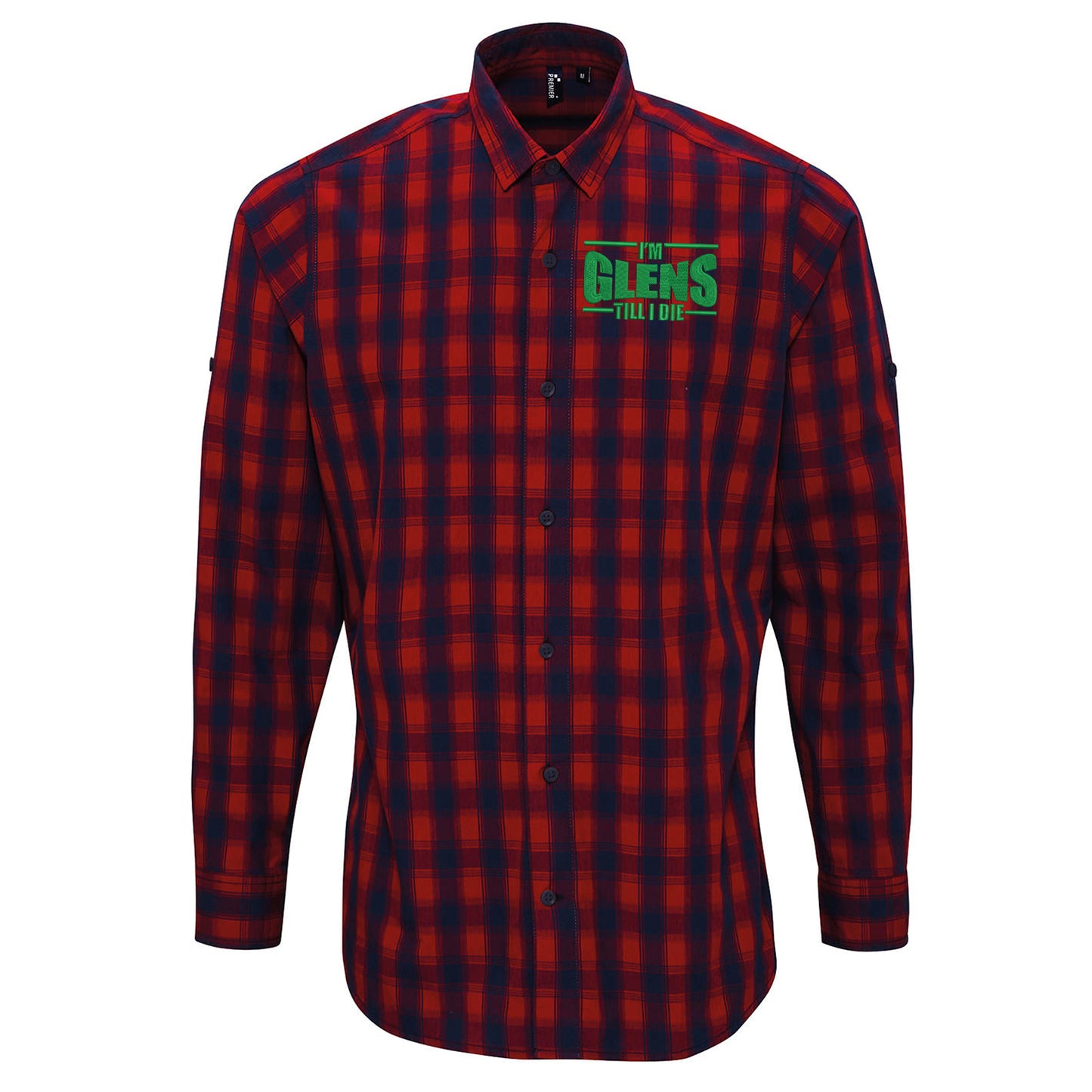 I’m Glens Till I Die Embroidered Long Sleeve Mulligan Check Shirt