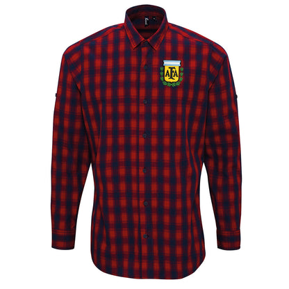 Old School Argentina Football Check Long Sleeve Shirt