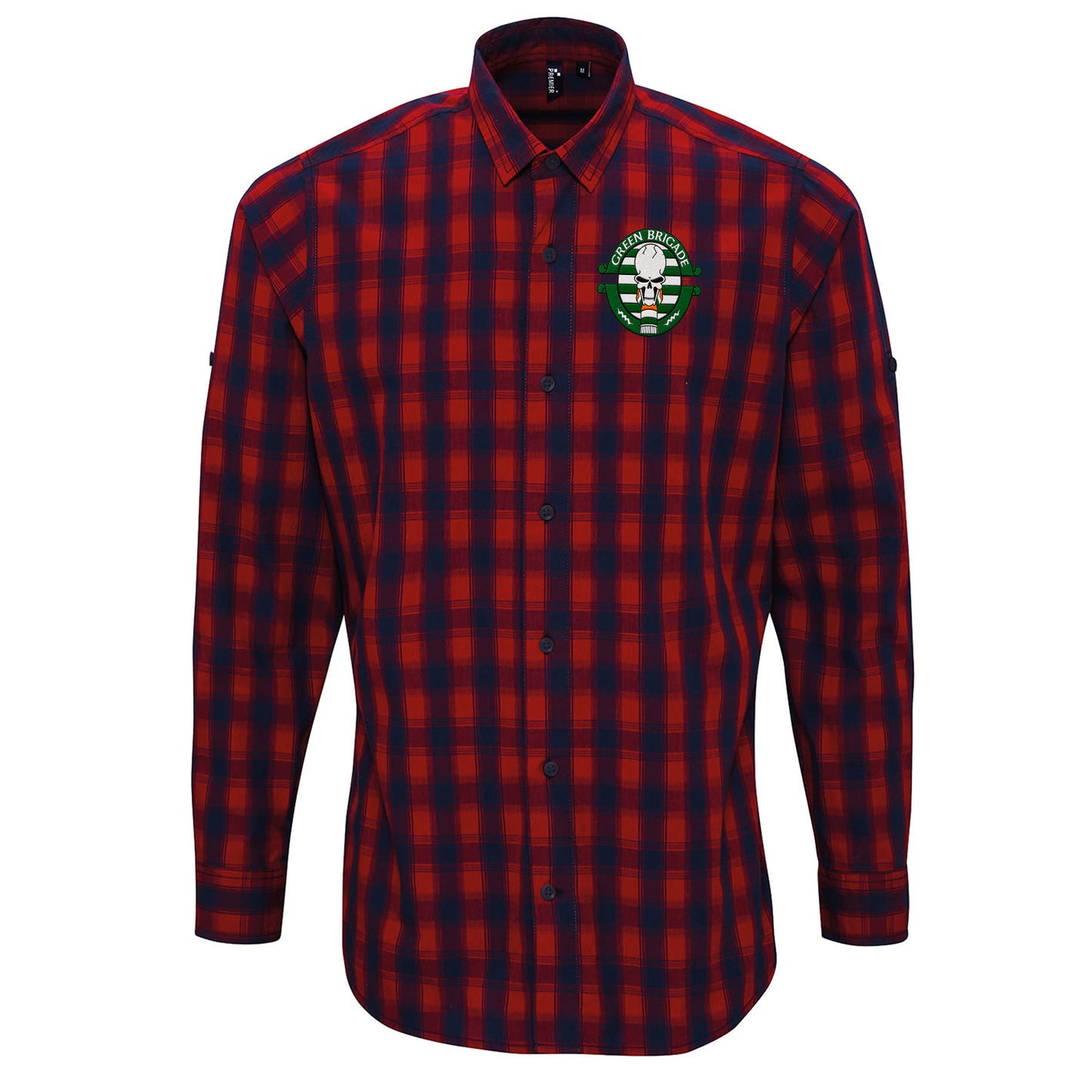 Green Brigade Celtic Football Check Long Sleeve Shirt 