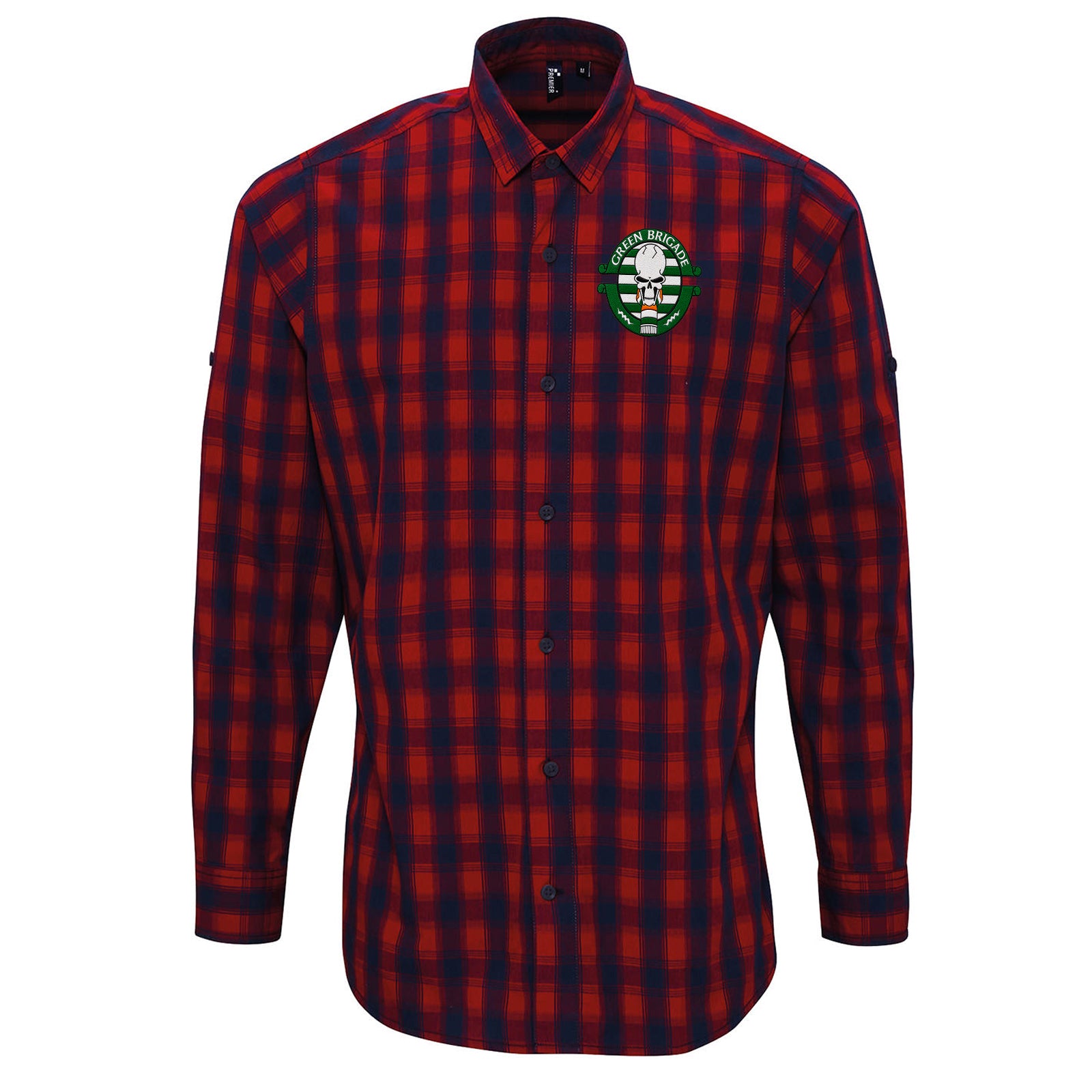 Green Brigade Celtic Football Check Long Sleeve Shirt 