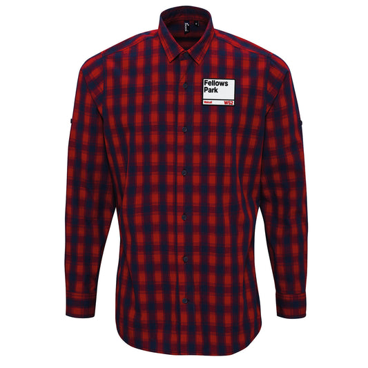 Retro Fellows Park Walsall Football Check Long Sleeve Shirt