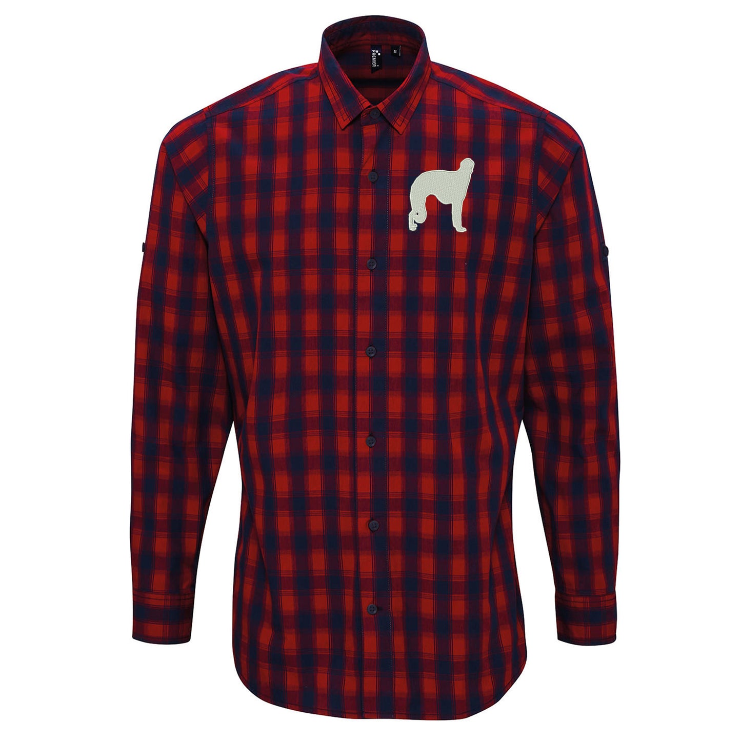 Borzoi Embroidered Long Sleeve Mulligan Check Shirt