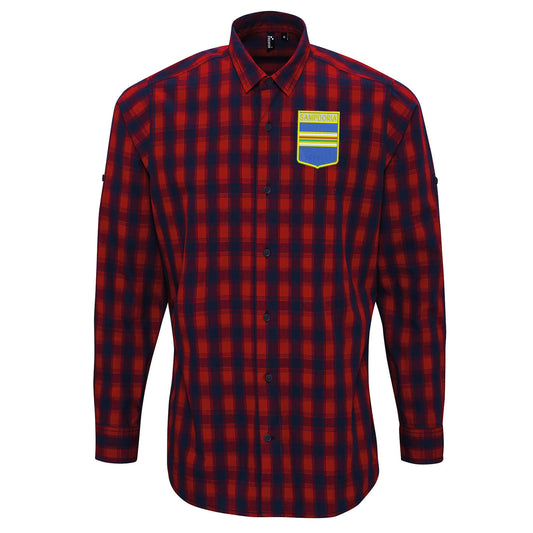 Retro Sampdoria 1960s Embroidered Long Sleeve Mulligan Check Shirt
