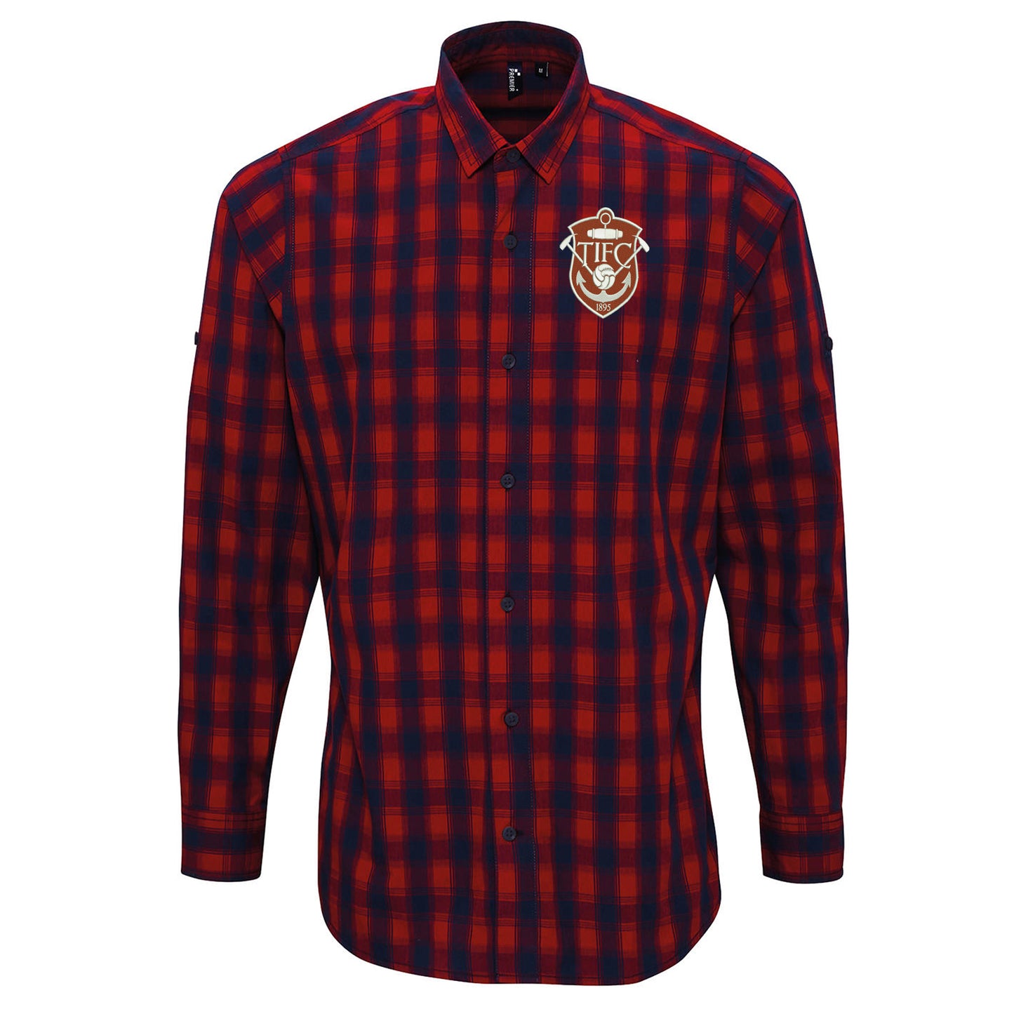 Retro Thames Ironworks FC Embroidered Long Sleeve Mulligan Check Shirt