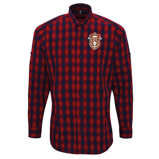 Retro Thames Ironworks FC Embroidered Long Sleeve Mulligan Check Shirt