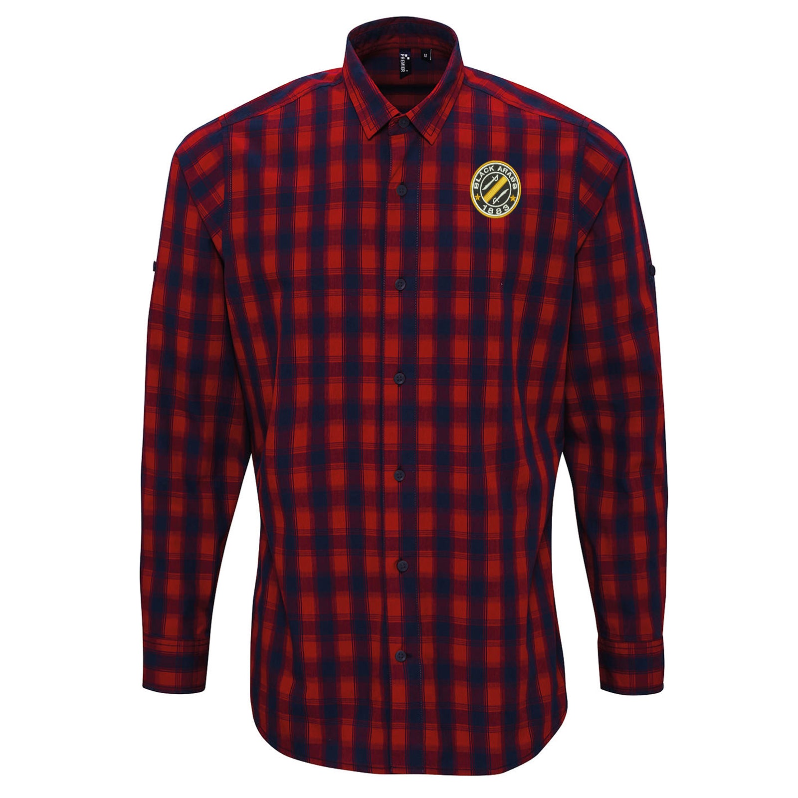 Black Arabs Embroidered Long Sleeve Check Shirt