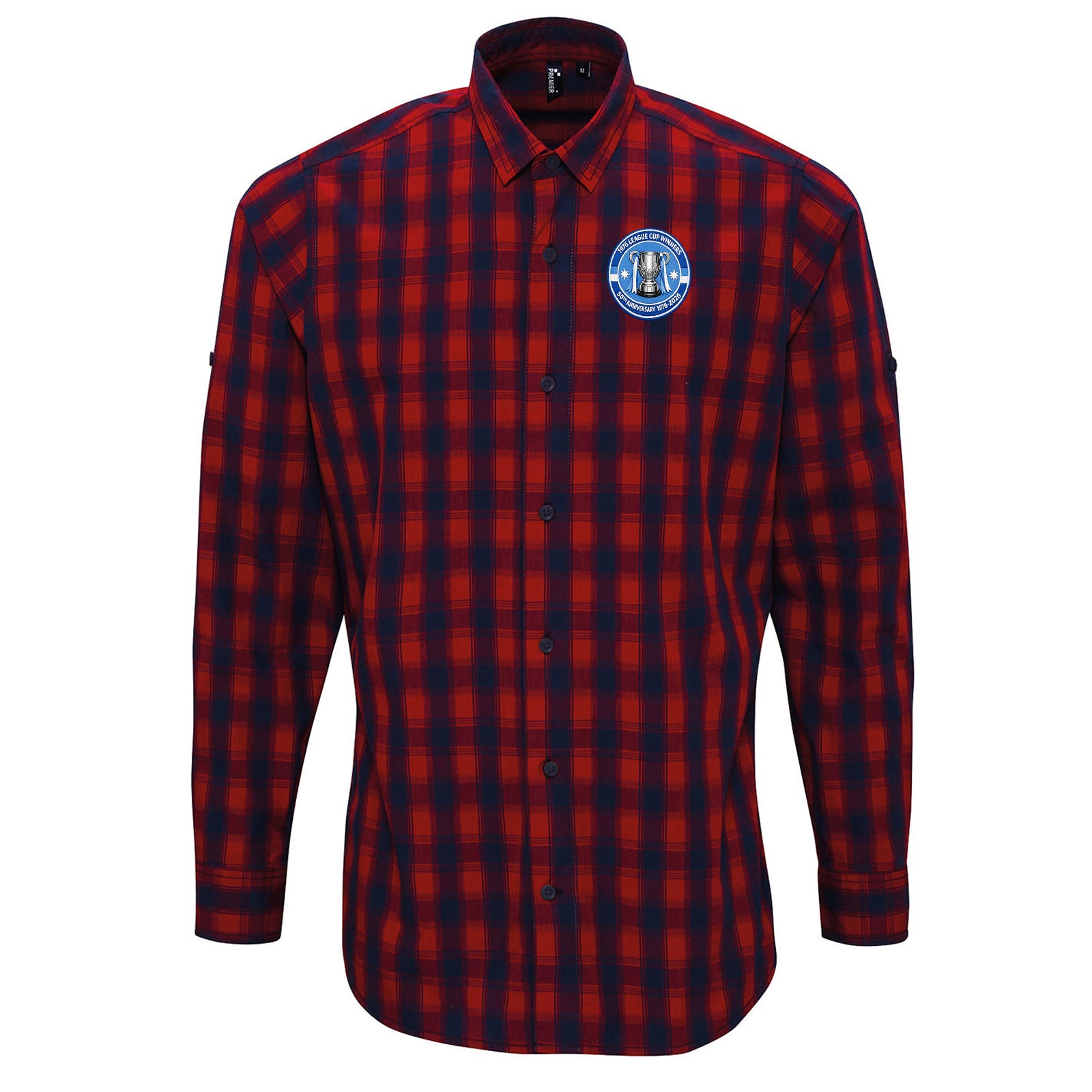 Man City League Cup 1975-1976 Check Long Sleeve Shirt