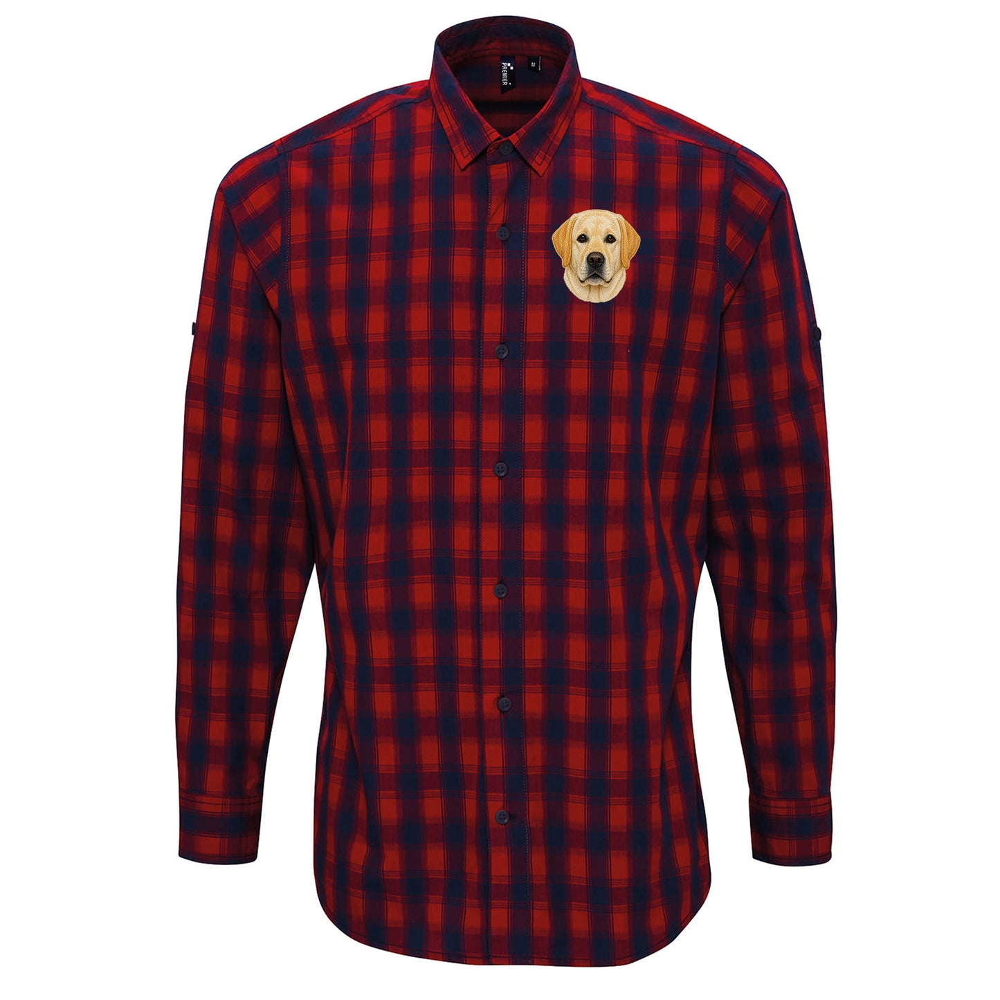 Labrador Dog Face Check Long Sleeve Shirt 