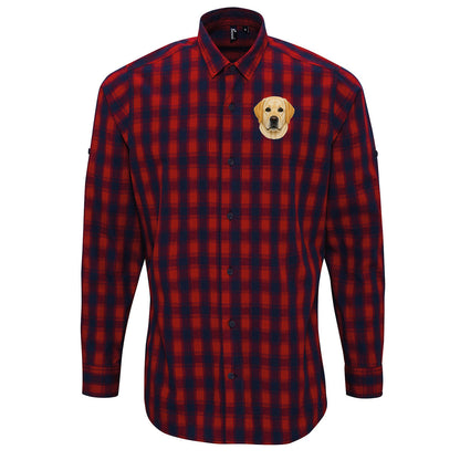 Labrador Dog Face Check Long Sleeve Shirt 
