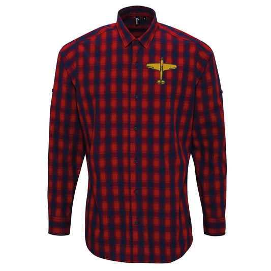 Hawker Hurricane Embroidered Long Sleeve Mulligan Check Shirt