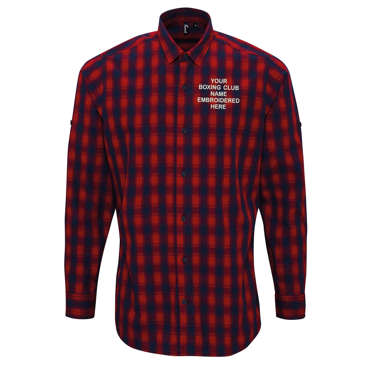 Personalised Boxing Club Long Sleeve Mulligan Check Shirt