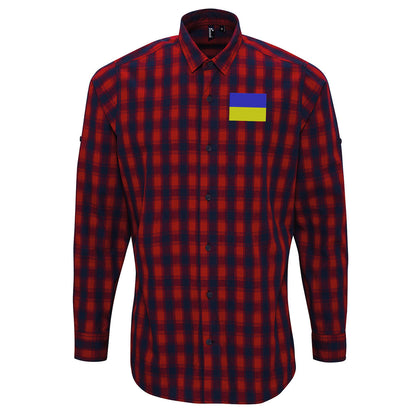 Flag of Ukraine Check Long Sleeve Shirt