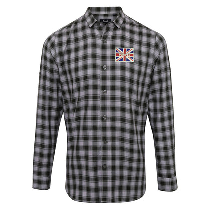 Pompey Coloured Union Jack  Embroidered Long Sleeve Mulligan Check Shirt