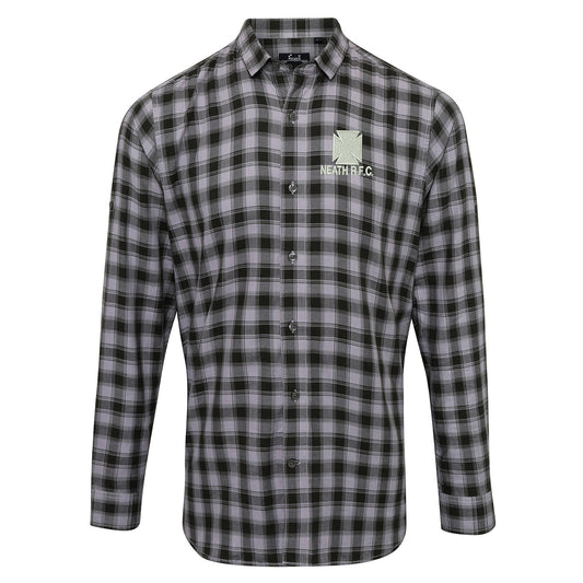 Retro Neath RFC Embroidered Long Sleeve Mulligan Check Shirt