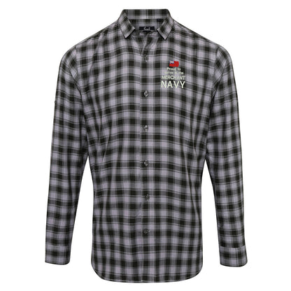 Proud to Serve in The Merchant Navy Embroidered Long Sleeve Mulligan Check Shirt
