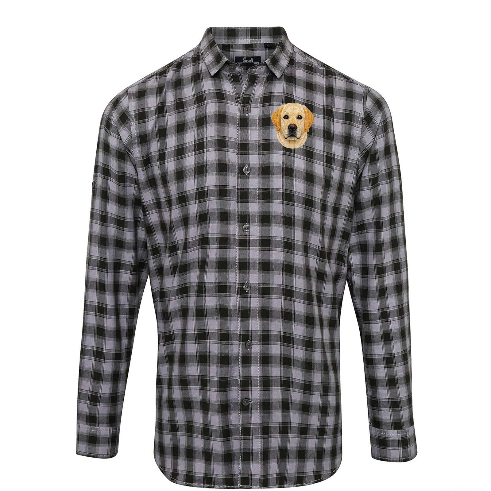 Labrador Dog Face Check Long Sleeve Shirt 