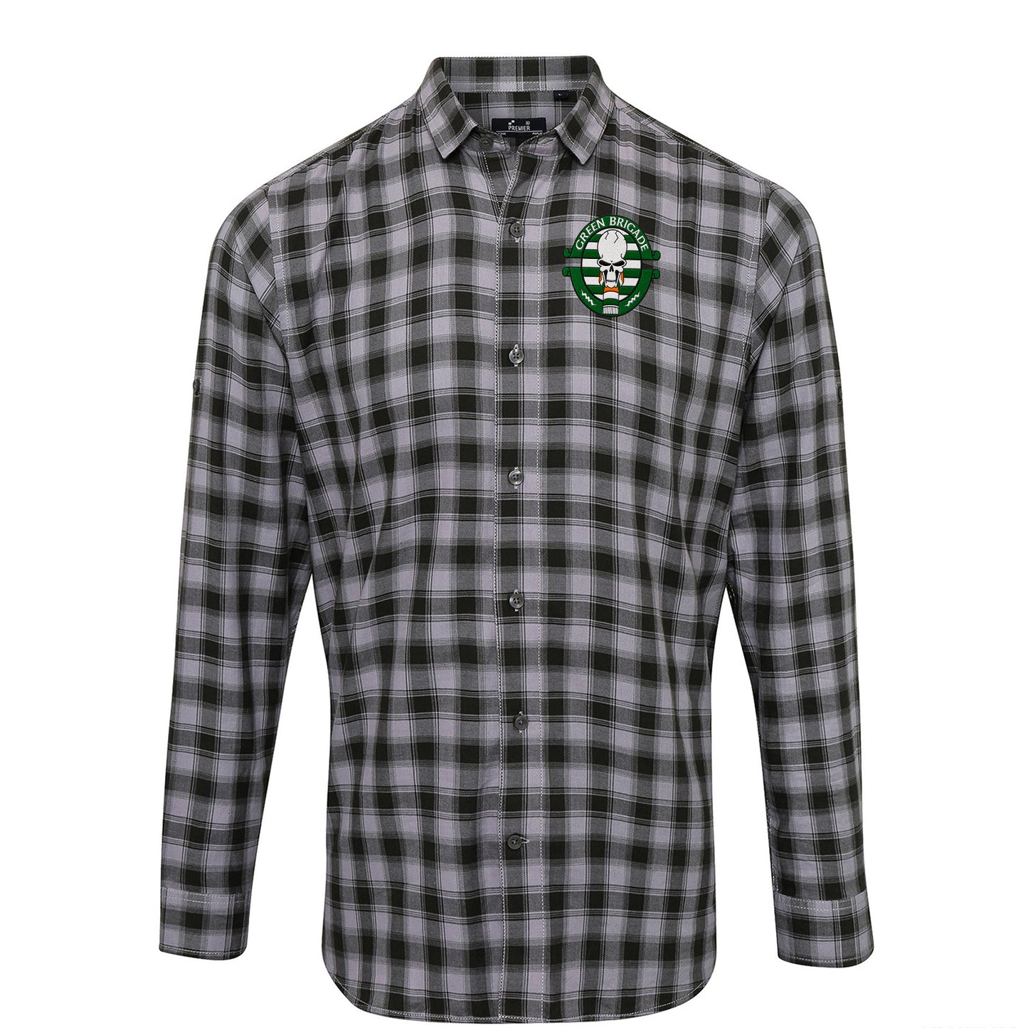 Green Brigade Celtic Football Check Long Sleeve Shirt 