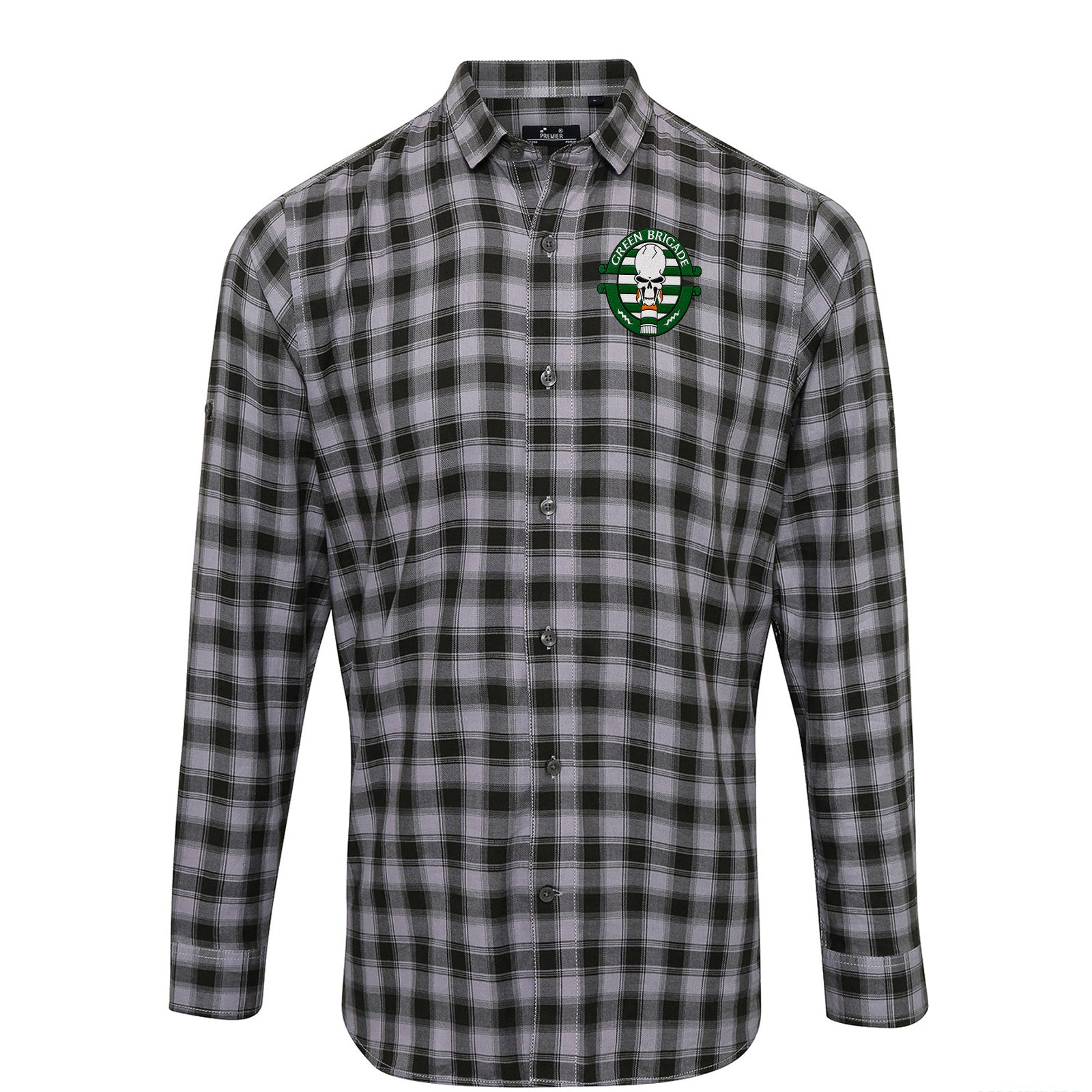 Green Brigade Celtic Football Check Long Sleeve Shirt 