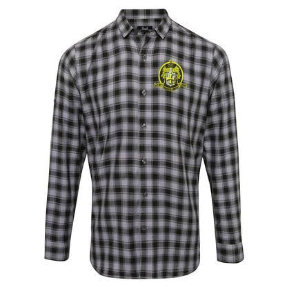 Retro Wolves 1947 Embroidered Long Sleeve Mulligan Check Shirt