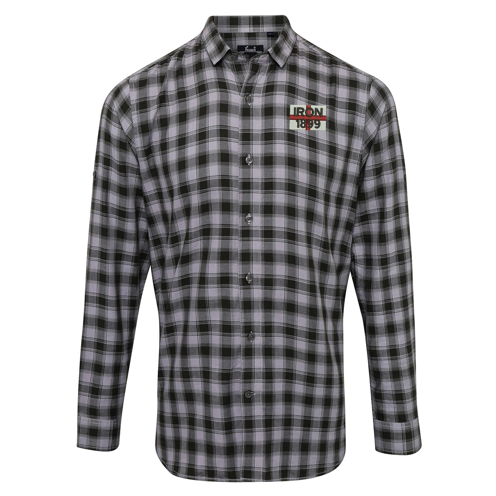 Iron 1899 Flag of England Long Sleeve Check Shirt