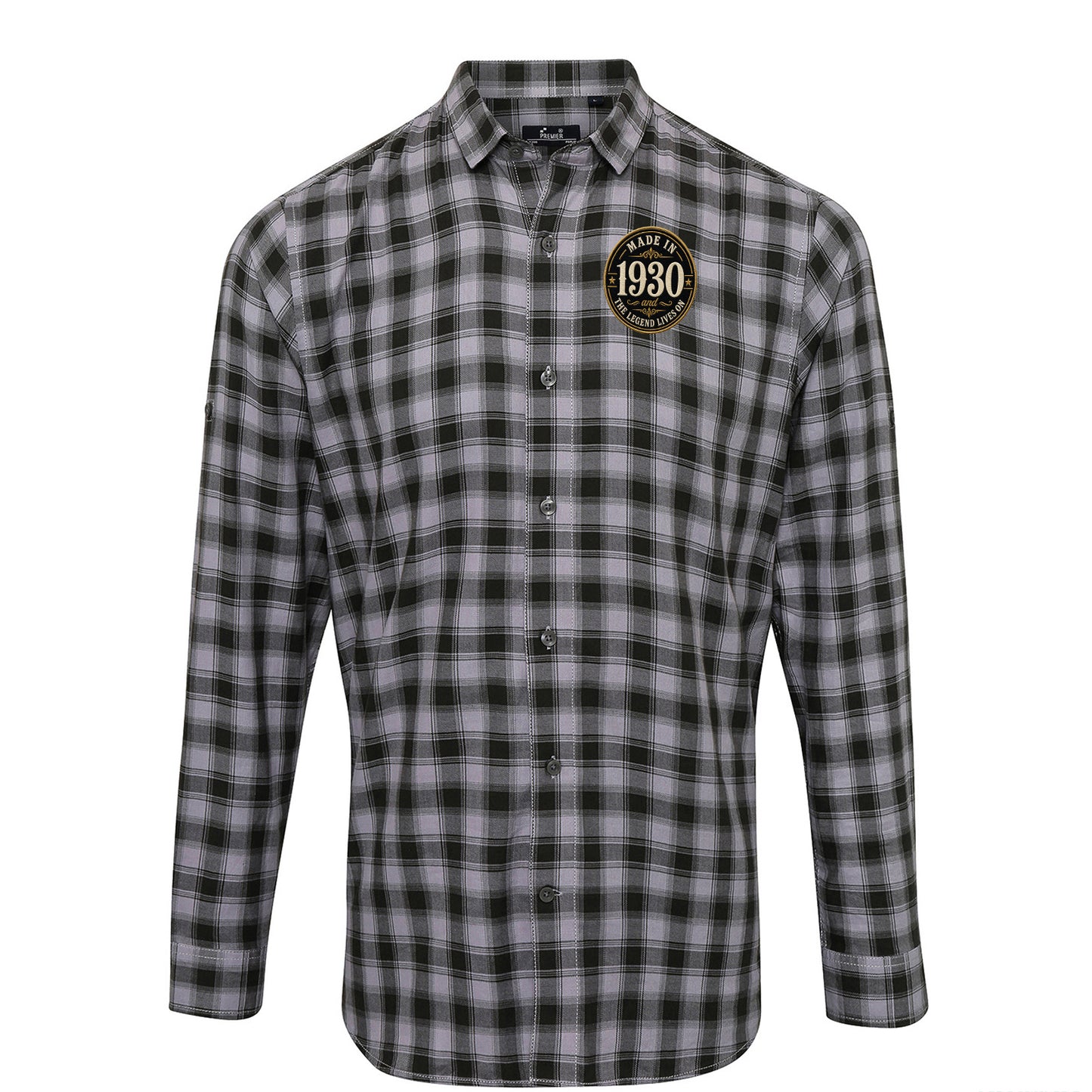 Made in 1930 Birthday Check Long Sleeve Shirt