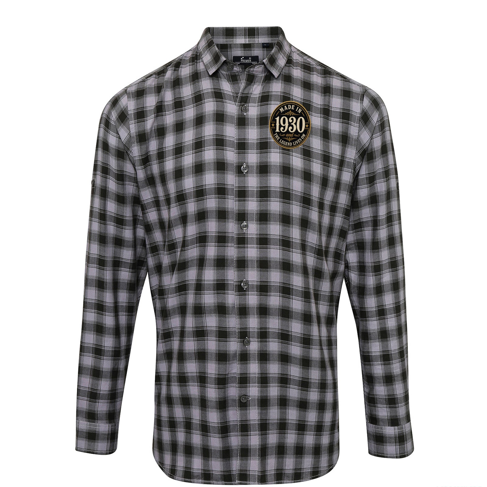 Made in 1930 Birthday Check Long Sleeve Shirt