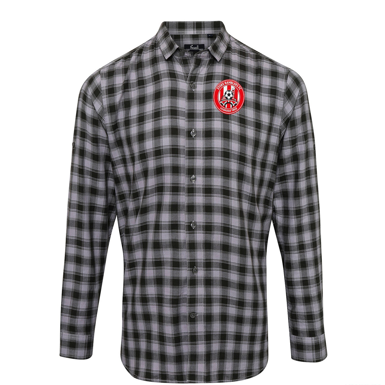 Retro Stoke City Football Check Long Sleeve Shirt 