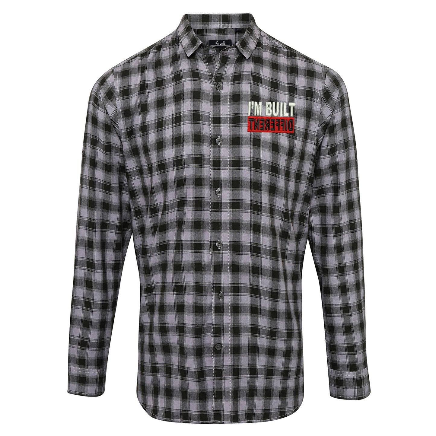 Hits Different Embroidered Check Long Sleeve Shirt