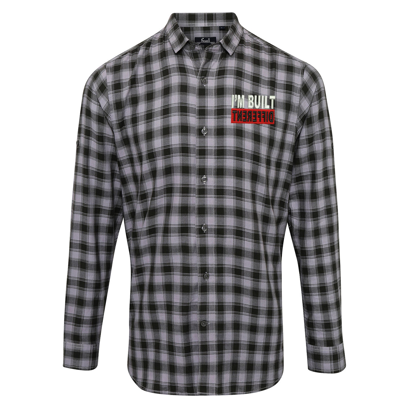 Hits Different Embroidered Check Long Sleeve Shirt