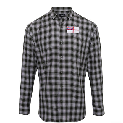 Royal Navy White Ensign Flag Check Long Sleeve Shirt
