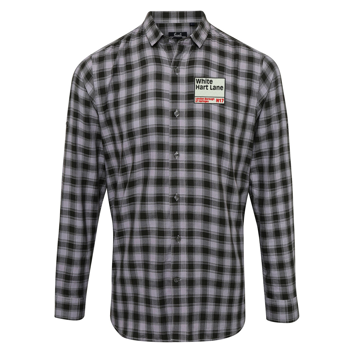 Retro White Hart Lane Check Long Sleeve Shirt