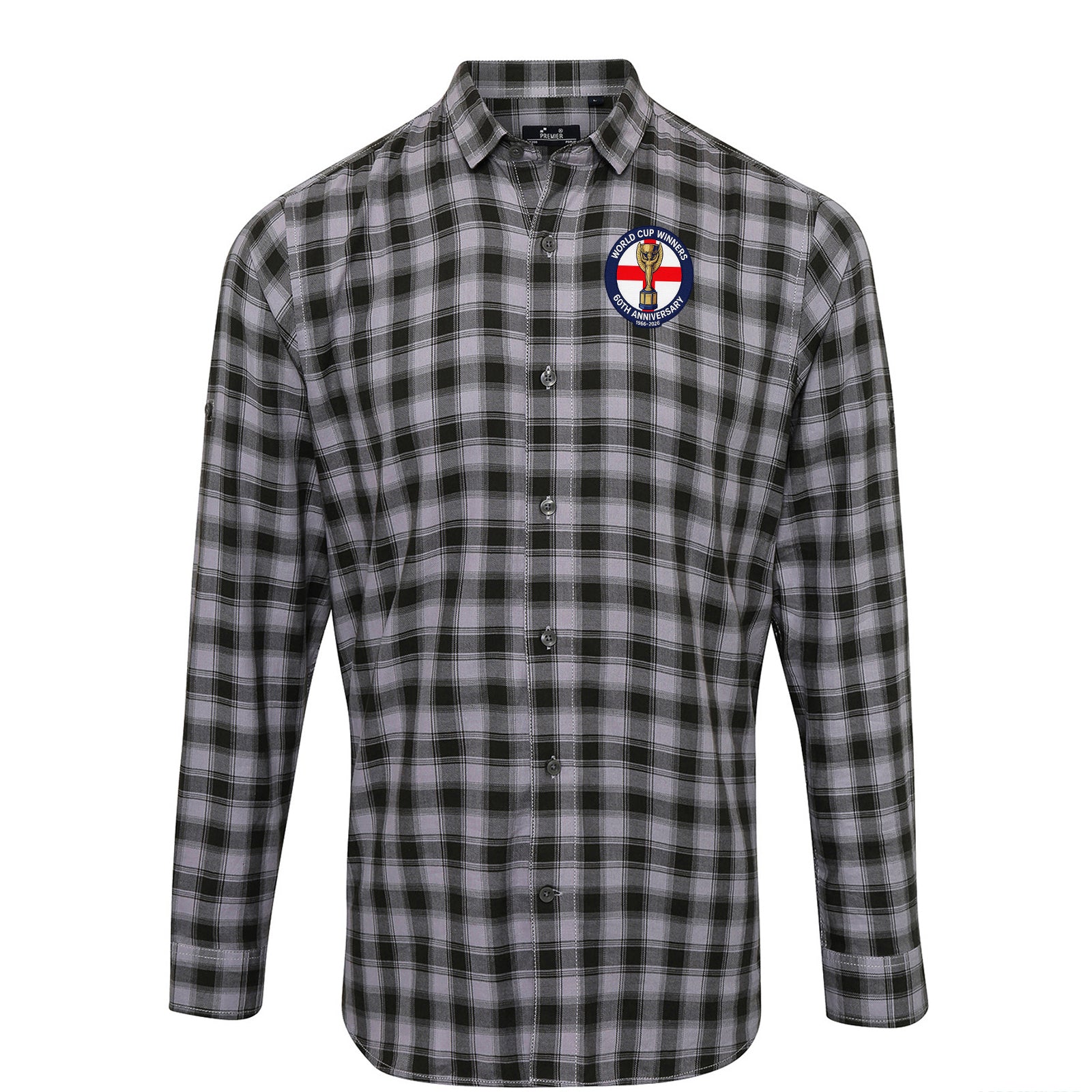 Retro England Football Check Long Sleeve Shirt