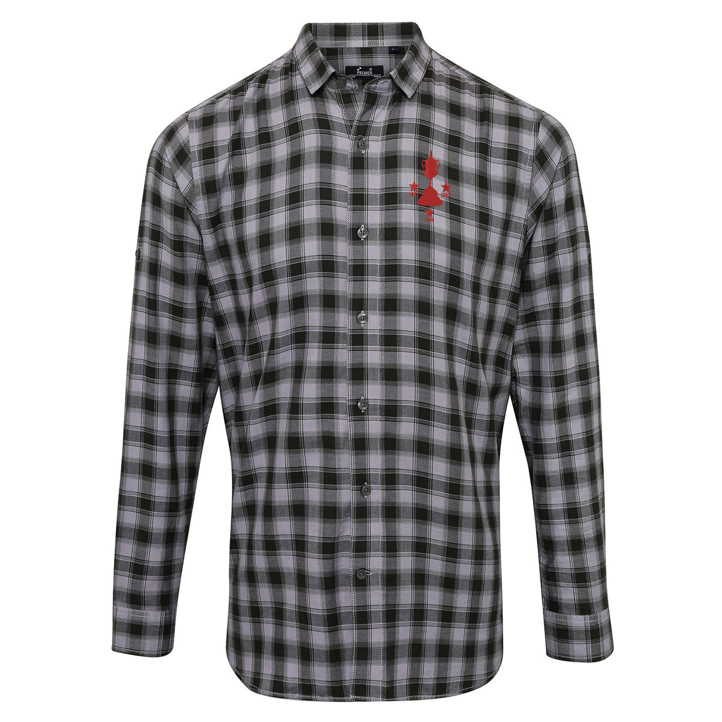 Retro Tamworth Three Time Birmingham Senior Cup Winners Embroidered Long Sleeve Mulligan Check Shirt