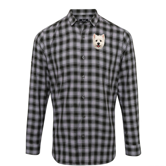 Westie Dog Face Check Long Sleeve Shirt 