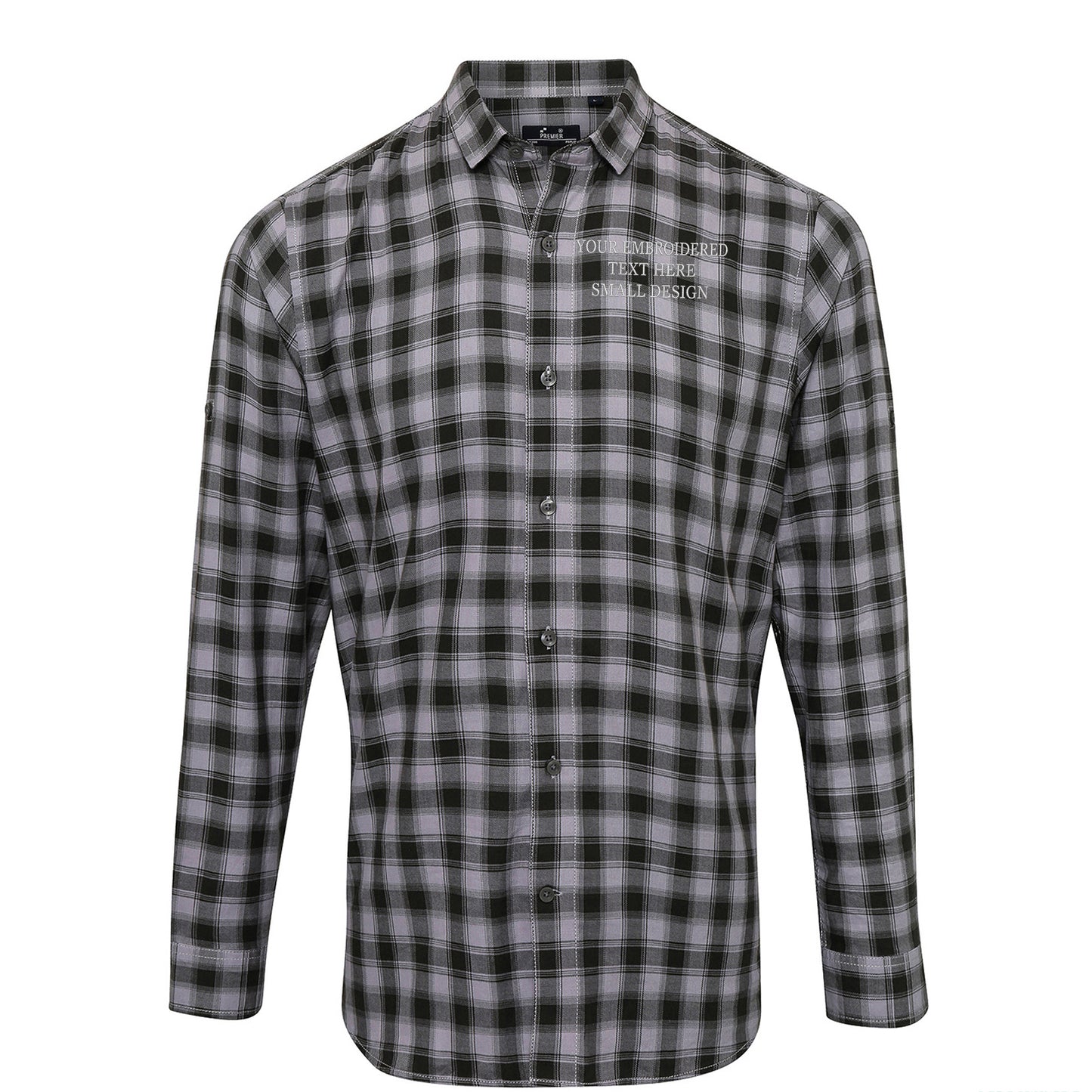 Personalised Custom Small Text Check Long Sleeve Shirt 