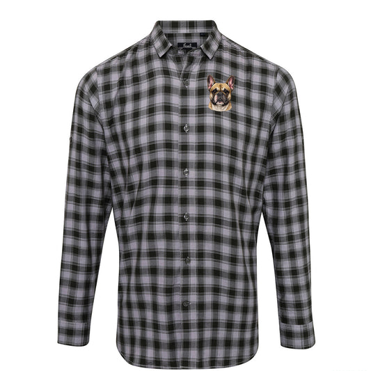 French Bulldog Dog Face Check Long Sleeve Shirt
