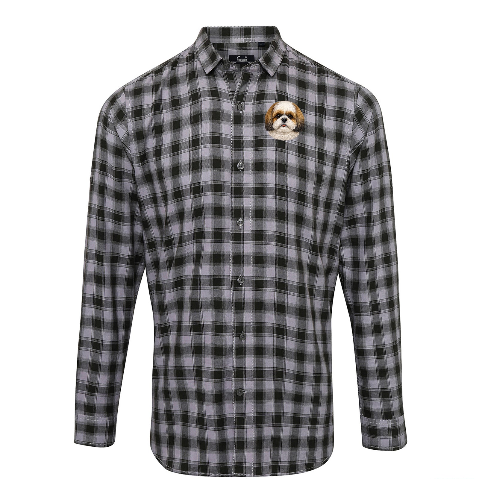 Shih Tzu Dog Face Check Long Sleeve Shirt 