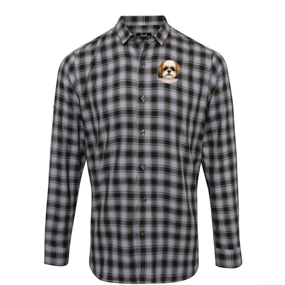 Shih Tzu Dog Face Check Long Sleeve Shirt 