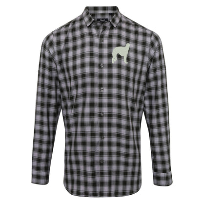 Borzoi Embroidered Long Sleeve Mulligan Check Shirt