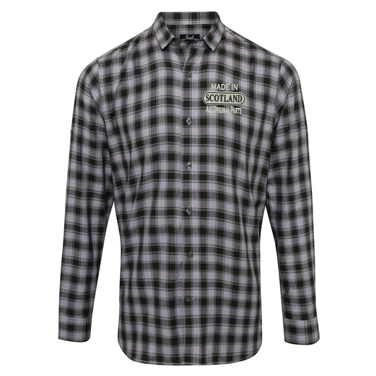 Made in Scotland All Original Parts Embroidered Long Sleeve Mulligan Check Shirt