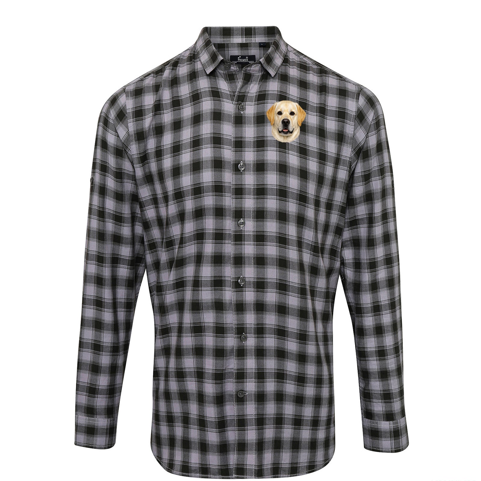 Yellow Labrador Dog Face Check Long Sleeve Shirt
