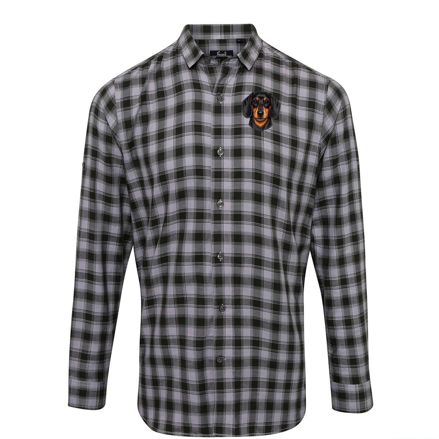 Dachshund Dog Face Check Long Sleeve Shirt 